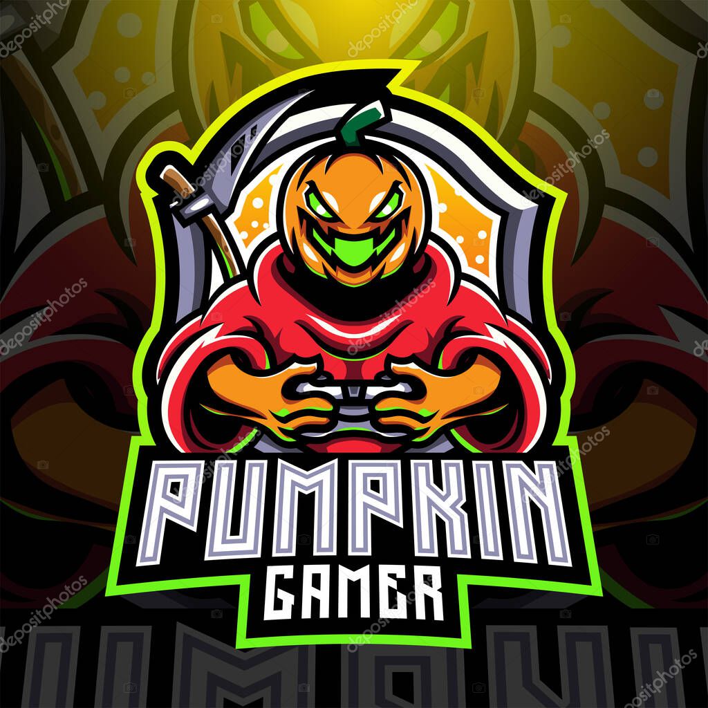 Pumpkin gamer esport mascot logo