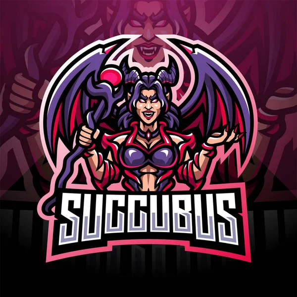 Succubus Esport Disegno Logo Della Mascotte — Vettoriale Stock