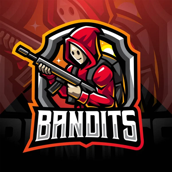 Bandit Esport Maskot Logotyp Design — Stock vektor