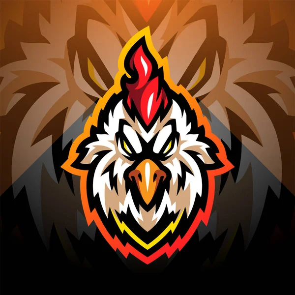 Rooster Cabeça Esport Mascote Logotipo — Vetor de Stock