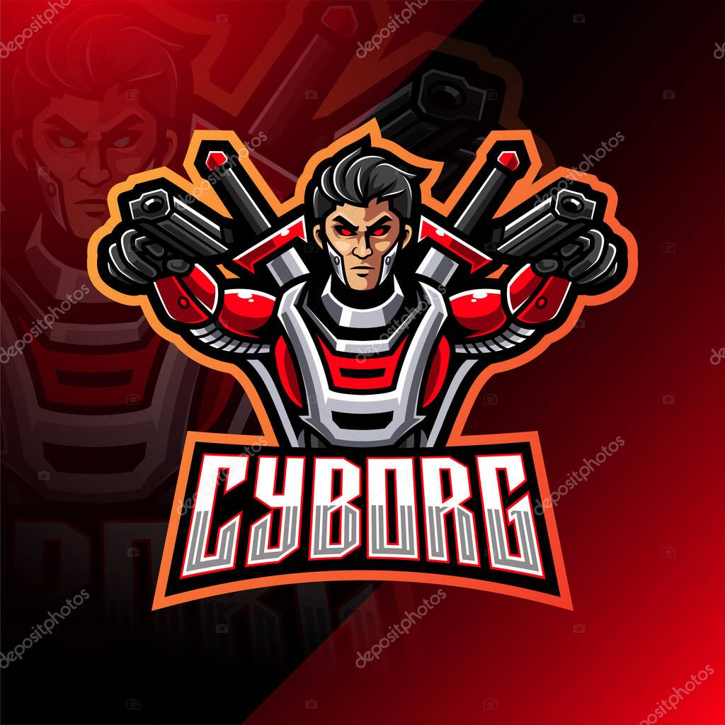 Cyborg esport mascot logo design