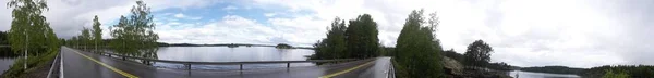 Οδός Στη Φινλανδία Πανόραμα Μεταξύ Δύο Λιμνών — Φωτογραφία Αρχείου