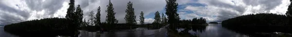 Straße Finnischen Panorama Zwischen Zwei Seen — Stockfoto