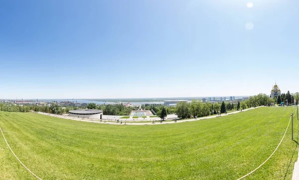 Vista Panorâmica Volga Cidade Volgograd Mamaev Kurgan — Fotografia de Stock