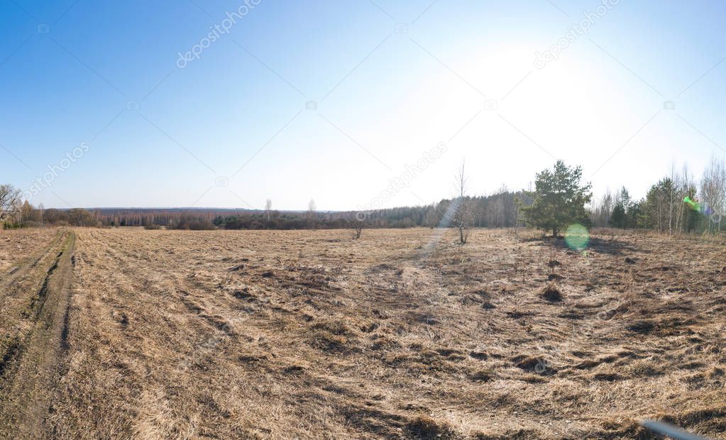 Oryol Polesie forests and fields panorama