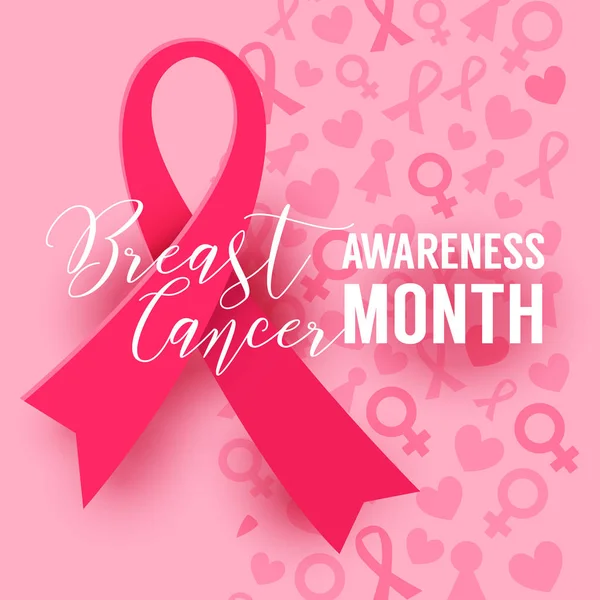 Cinta rosa símbolo de campaña del mes de concienciación sobre el cáncer de mama — Archivo Imágenes Vectoriales