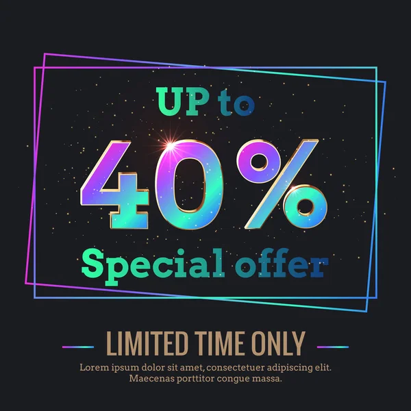 Percent Sale Background Colorful Trendy Gradient Numbers Lettering Special Offer — Stock Vector