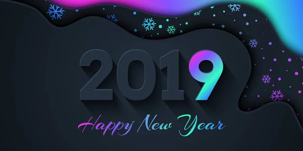 2019 Feliz Ano Novo Fundo Escuro Com Composição Formas Gradiente —  Vetores de Stock