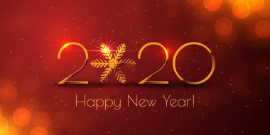 Happy New Year 2020 altın metin tasarımı