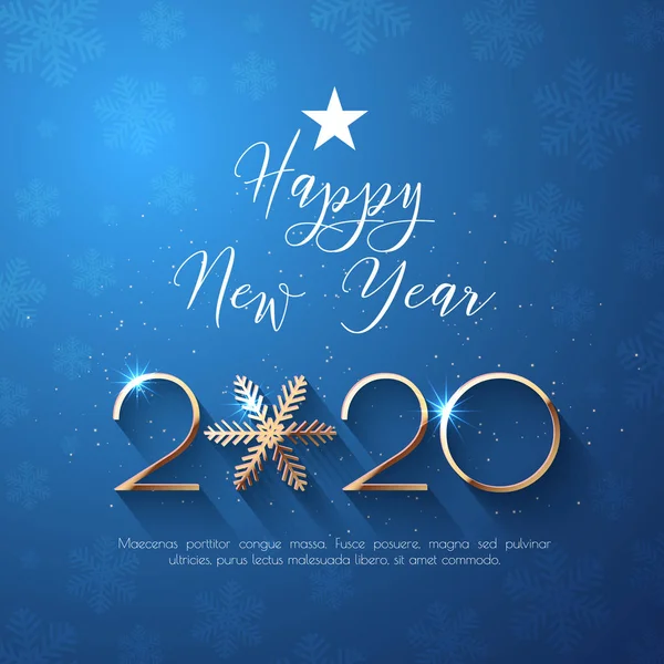 Feliz Año Nuevo 2020 diseño de texto dorado — Vector de stock