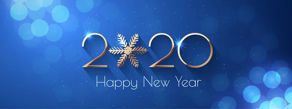 Happy New Year 2020 altın metin tasarımı — Stok Vektör