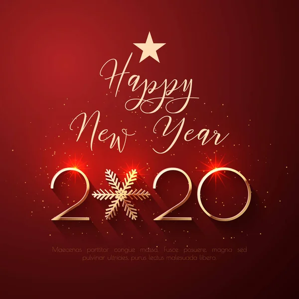 Happy New Year 2020 altın metin tasarımı — Stok Vektör