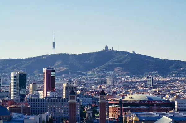 Mnac (Katalonya Ulusal Sanat Müzesi) Barcelona City Skyline manzarası)