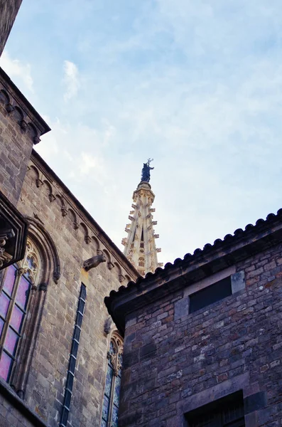 Вид Кафедральний Собор Барселони Навколишньої Вулиці — стокове фото