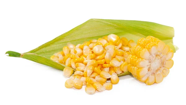 Friss Corn Izolált Kivágott Fehér Háttér — Stock Fotó