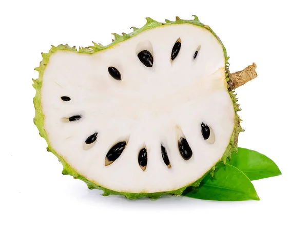 Soursop, Prickly Muhallebi Elması beyaz üzerine izole edilmiş  