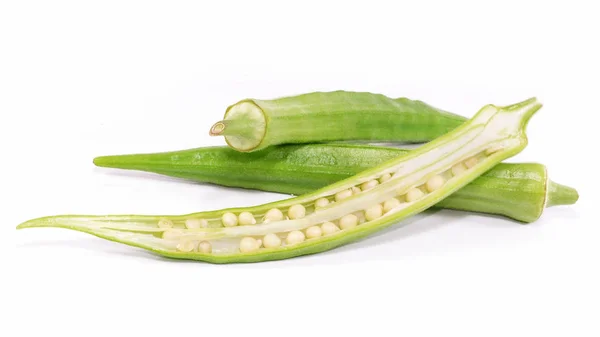 Einzelobjekt des Okra-Gemüses isoliert auf weißem Hintergrund — Stockfoto