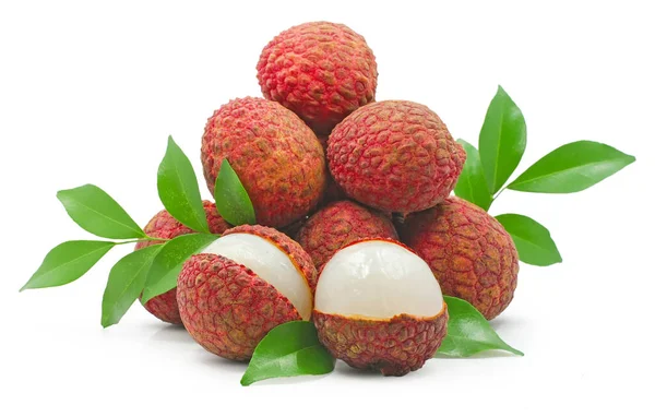 Lychee Litchi Fruits Isolated White Background — Stock Photo, Image