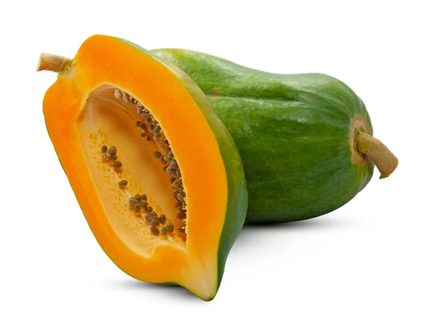 Papaya Gyümölcs Elszigetelt Fehér Alapon — Stock Fotó