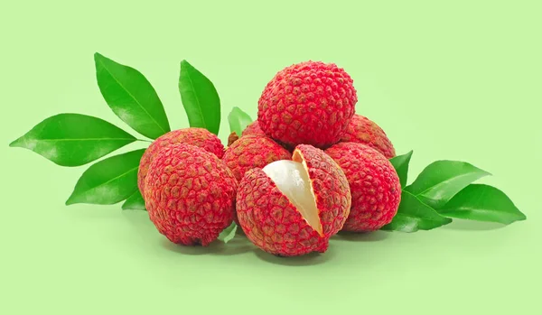 Lychee, litchi fruits isolated cut out on empty background