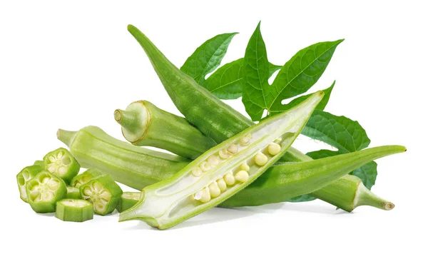 Okra Fresca Cortada Con Fondo Aislado — Foto de Stock