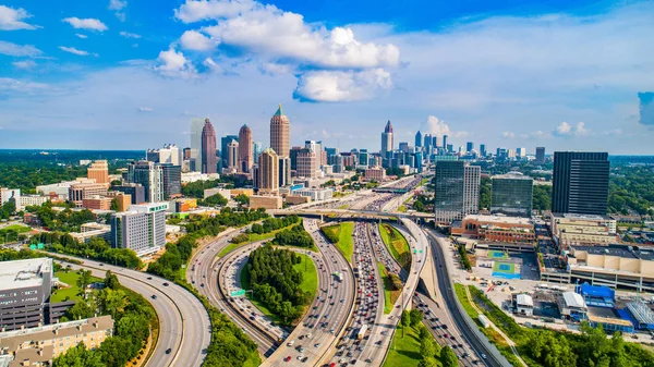 Atlanta, Georgia, Stany Zjednoczone Downtown Skyline aerial — Zdjęcie stockowe