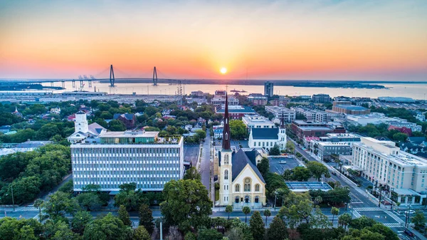 Charleston, South Carolina, Verenigde Staten antenne van Marion Square — Stockfoto
