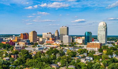 Downtown Winston-Salem, Kuzey Carolina NC Skyline Panoraması