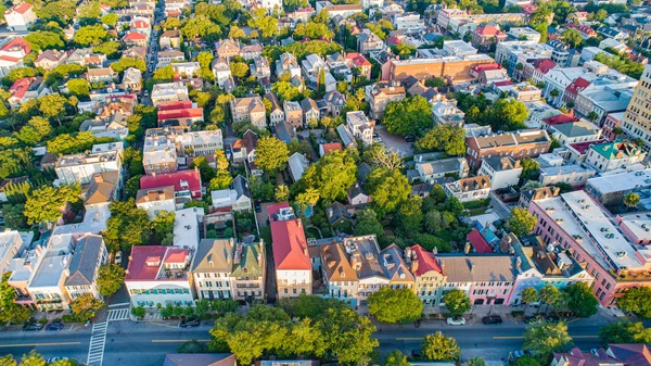 Rainbow Row in Charleston South Carolina SC Aerial — Stock Photo, Image