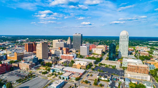 Downtown Winston-Salem Carolina do Norte NC Drone Skyline Aerial — Fotografia de Stock