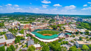 Downtown Greenville Güney Carolina havadan.