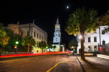 Tarihi toplantı Street Panorama Charleston, Güney Carolina, ABD.