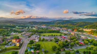 Pigeon Forge and Sevierville Tennessee Drone Aerial. clipart