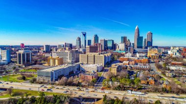 Downtown Charlotte, Kuzey Carolina, ABD drone Skyline hava