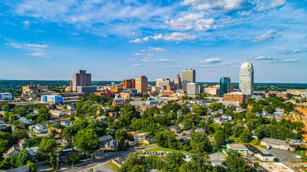 Downtown Winston Salem Karolina Północna Panorama Panoramy — Zdjęcie stockowe