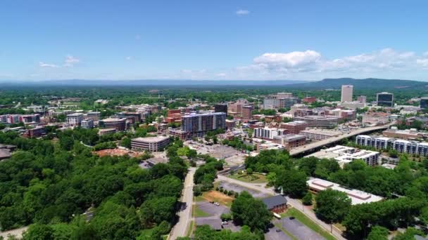 Downtown Greenville South Carolina skyline Aerial — Stockvideo