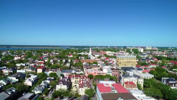 Downtown Charleston South Carolina Skyline Antenne — Stockvideo