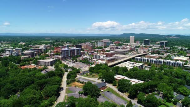 Downtown Greenville South Carolina skyline Aerial — Stockvideo