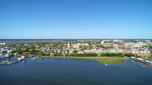 Downtown Charleston South Carolina Skyline Aerial — Wideo stockowe