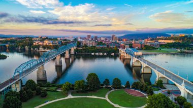 Aerial of Chattanooga Tennessee TN Skyline clipart