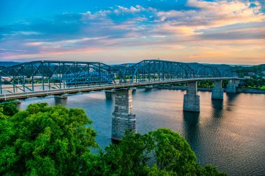 Downtown Chattanooga Tennessee and Tennessee River TN clipart