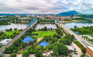 Drone Aerial of Downtown Chattanooga Tennessee TN Skyline clipart
