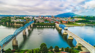 Drone Aerial of Downtown Chattanooga Tennessee TN clipart