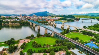 Şehir Merkezi Chattanooga Tennessee Skyline Drone Hava