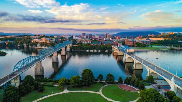 Antenne von chattanooga tennessee tn skyline — Stockfoto