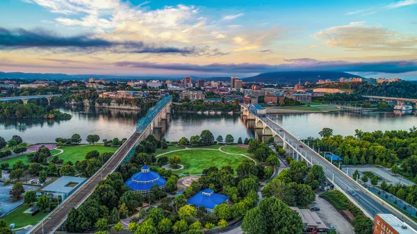 Vista aérea de Chattanooga Tennessee TN Skyline — Fotografia de Stock