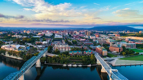 Drone Aerial of Chattanooga Tennessee TN Skyline — Stock Photo, Image