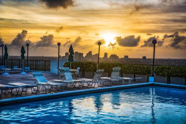 Fort Lauderdale Skyline from Rooftop Pool at Sunset clipart
