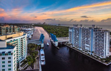 Fort Lauderdale Florida ve Intracoastal W Panoramik Görünümü