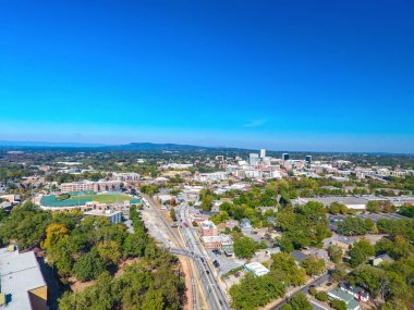 Downtown Greenville Güney Carolina Havadan Drone Görünümü